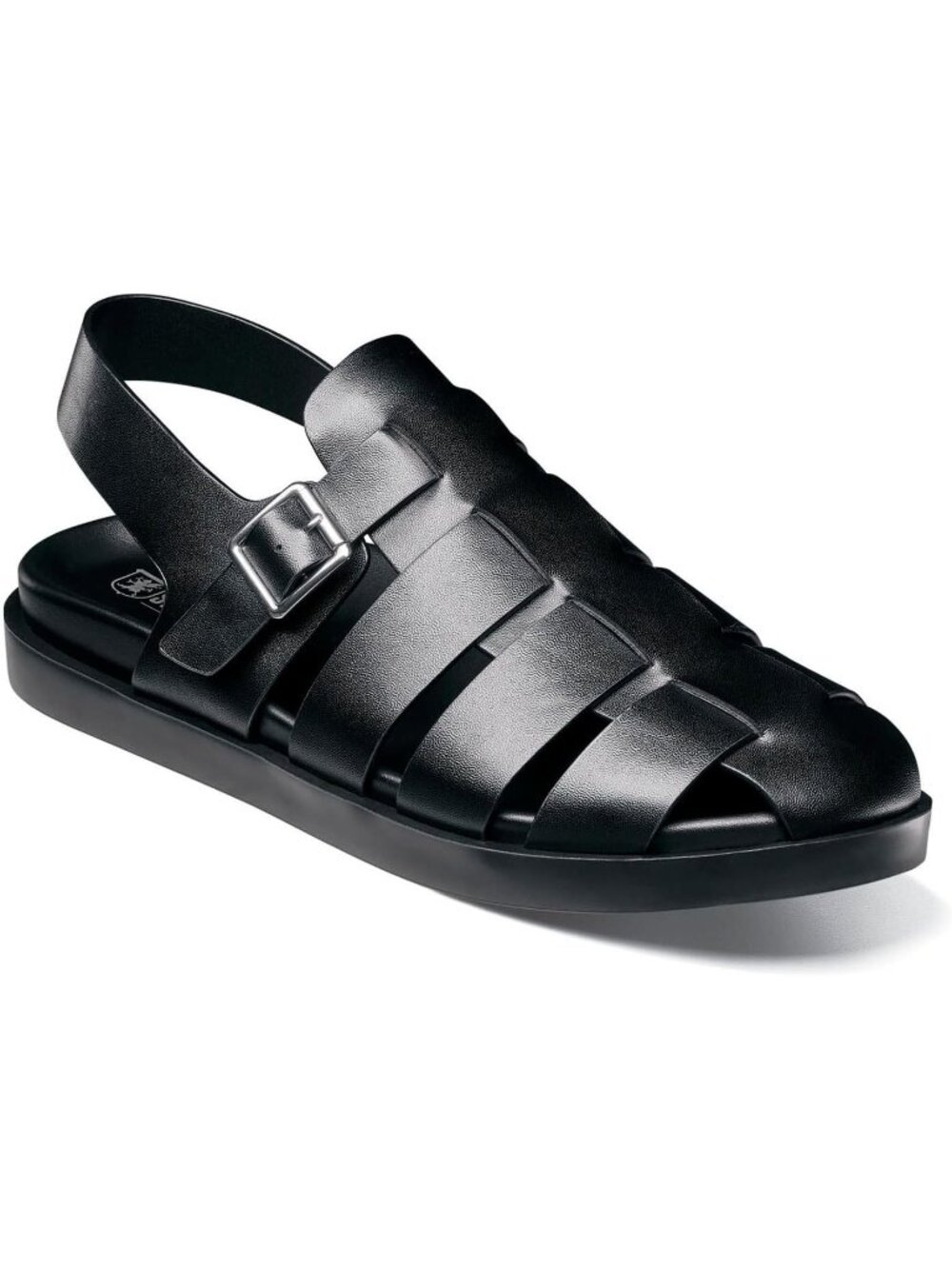 Men's All Black Imported Faux Leather Montego Slingback Buckle Sandal